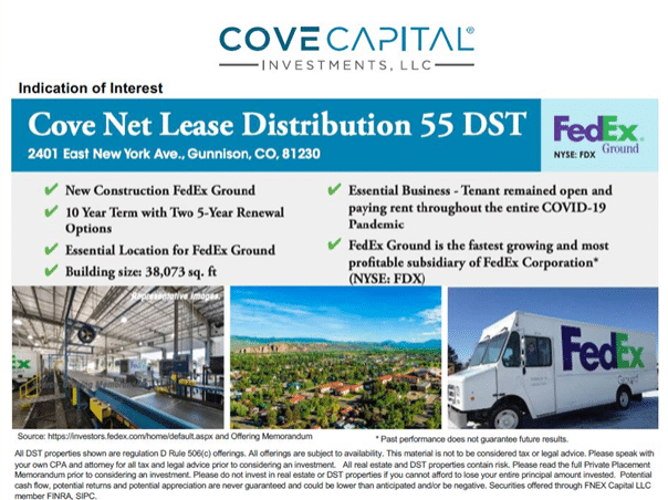 Image of Cove Net Lease Distribution 55 DST
